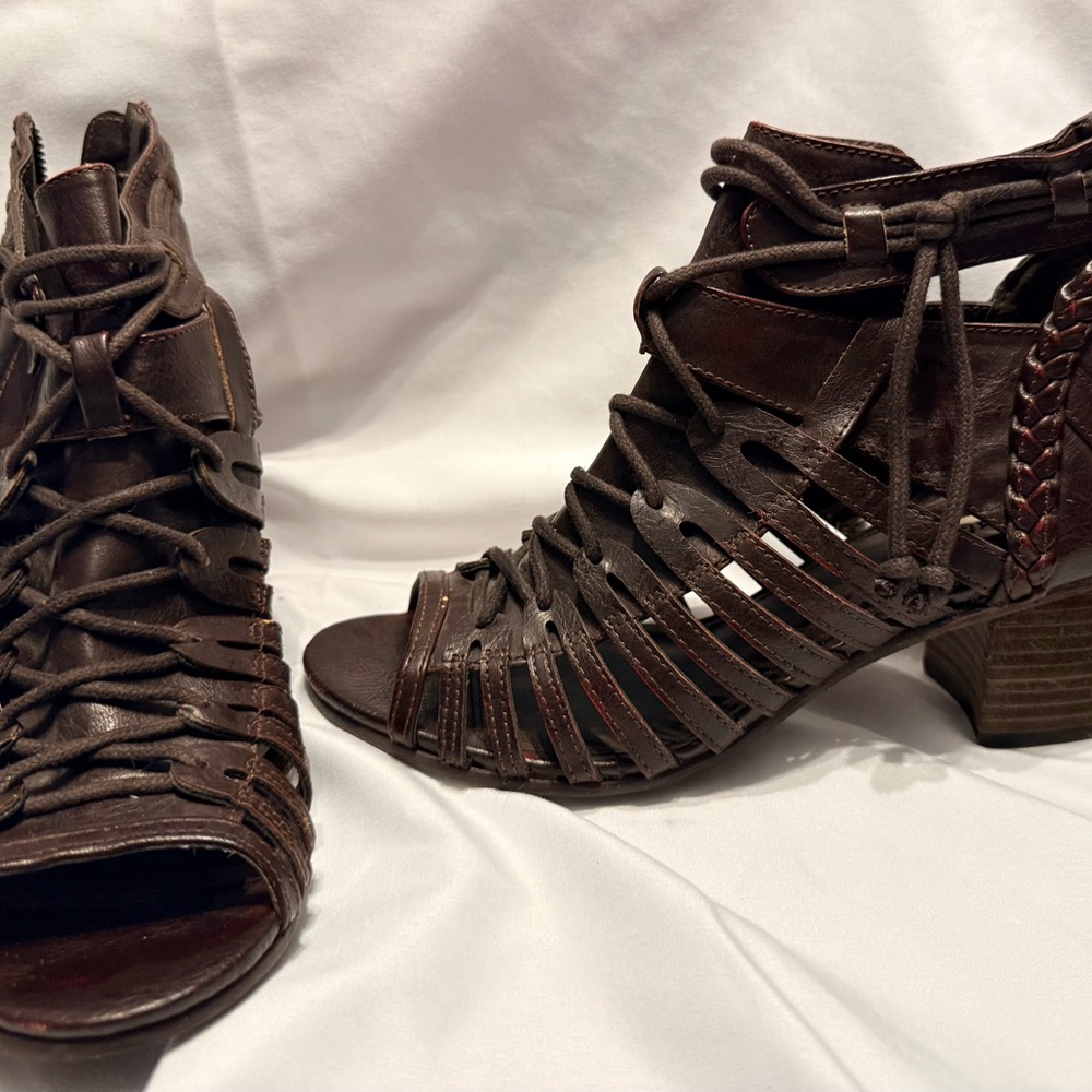 Not Rated Dark Brown Strappy Heels
